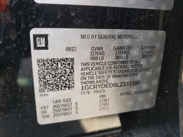 Photo 10 from auction – 2020 CHEVROLET SILVERADO with VIN 1GCRYDED6LZ372185