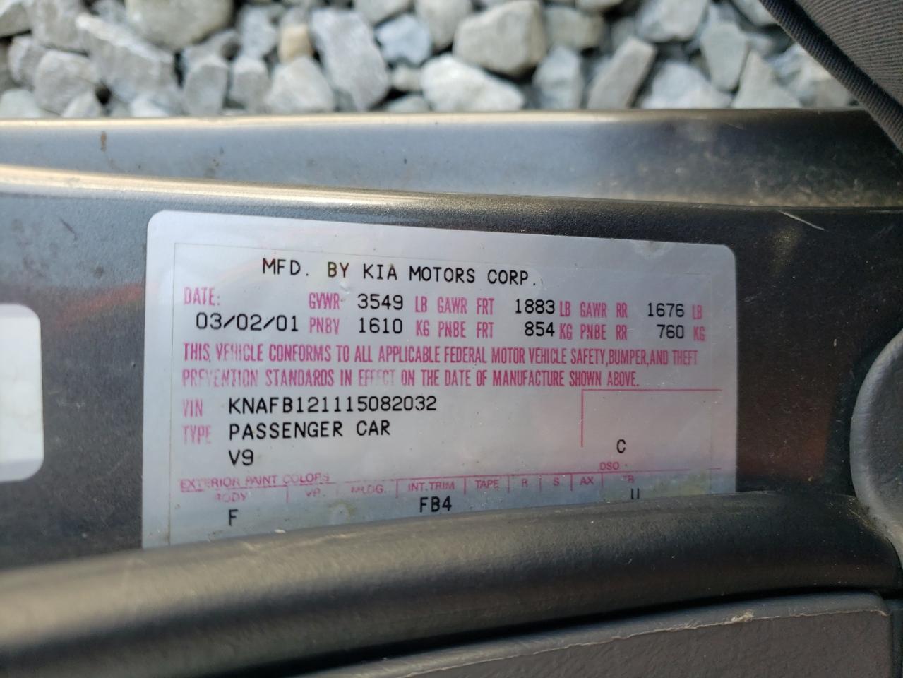 Photo 10 from auction – 2001 KIA SEPHIA BAS with VIN KNAFB121115082032