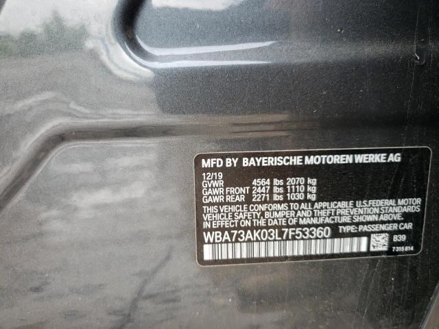 Photo 10 from auction – 2020 BMW 228XI with VIN WBA73AK03L7F53360