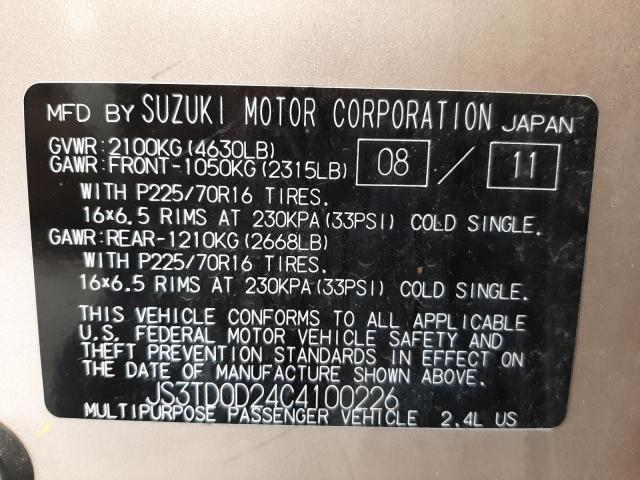 Photo 10 from auction – 2012 SUZUKI GRAND VITA with VIN JS3TD0D24C4100226
