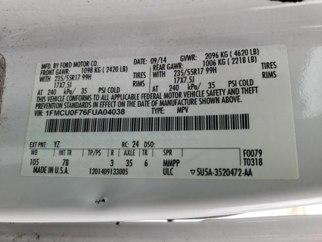 Photo 10 from auction – 2015 FORD ESCAPE S with VIN 1FMCU0F76FUA04038