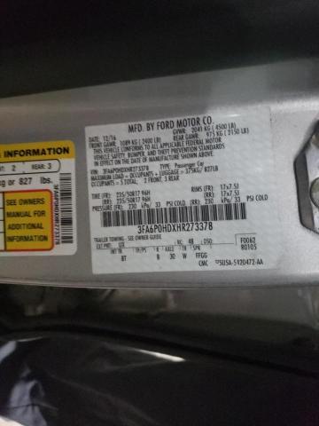 Photo 10 from auction – 2017 FORD FUSION SE with VIN 3FA6P0HDXHR273378