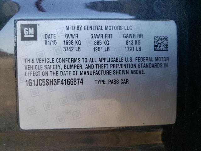 Photo 10 from auction – 2015 CHEVROLET SONIC LT with VIN 1G1JC5SH3F4166874