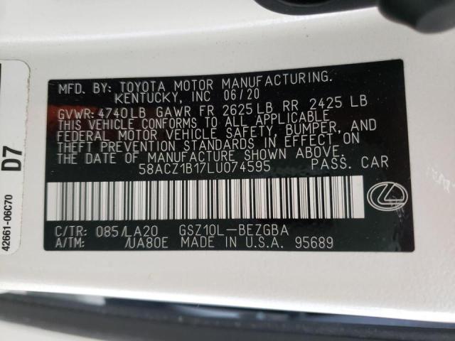 Photo 10 from auction – 2020 LEXUS ES 350 BAS with VIN 58ACZ1B17LU074595