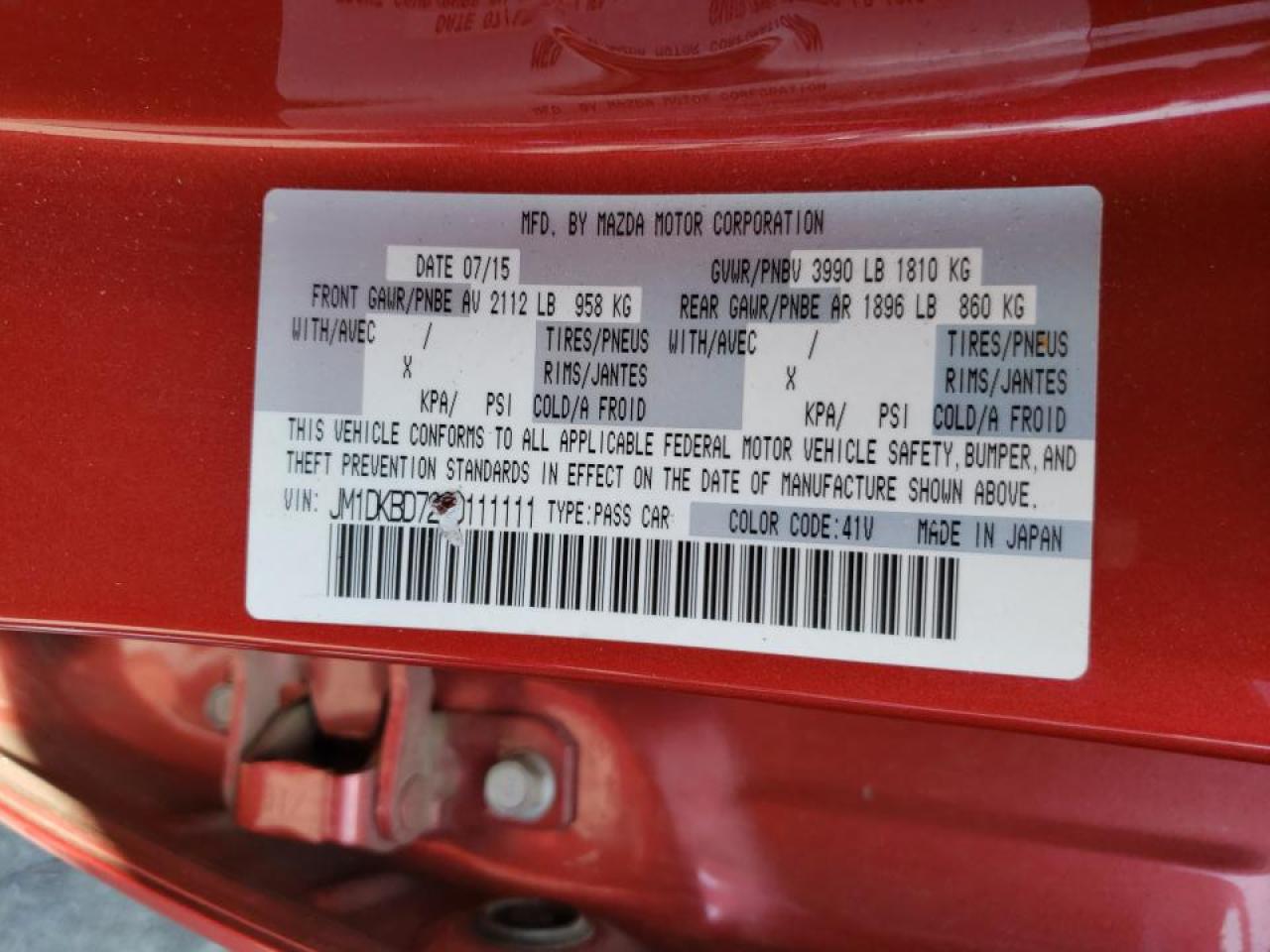 Photo 10 from auction – 2016 MAZDA CX-3 GRAND with VIN JM1DKBD72G0111111
