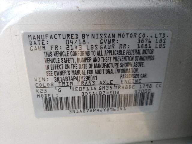 Photo 10 from auction – 2018 NISSAN SENTRA S with VIN 3N1AB7AP4JY296041
