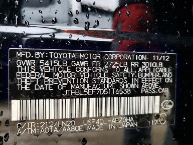 Photo 10 from auction – 2013 LEXUS LS 460 with VIN JTHBL5EF7D5116538