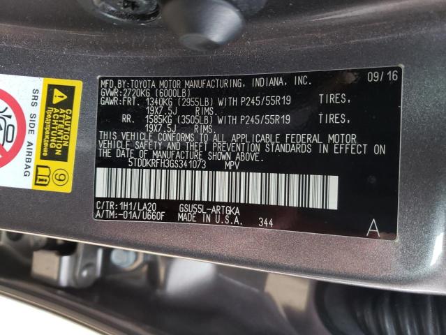 Photo 10 from auction – 2016 TOYOTA HIGHLANDER with VIN 5TDDKRFH3GS341073
