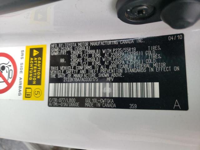 Photo 10 from auction – 2010 LEXUS RX 350 with VIN 2T2ZK1BA7AC030175