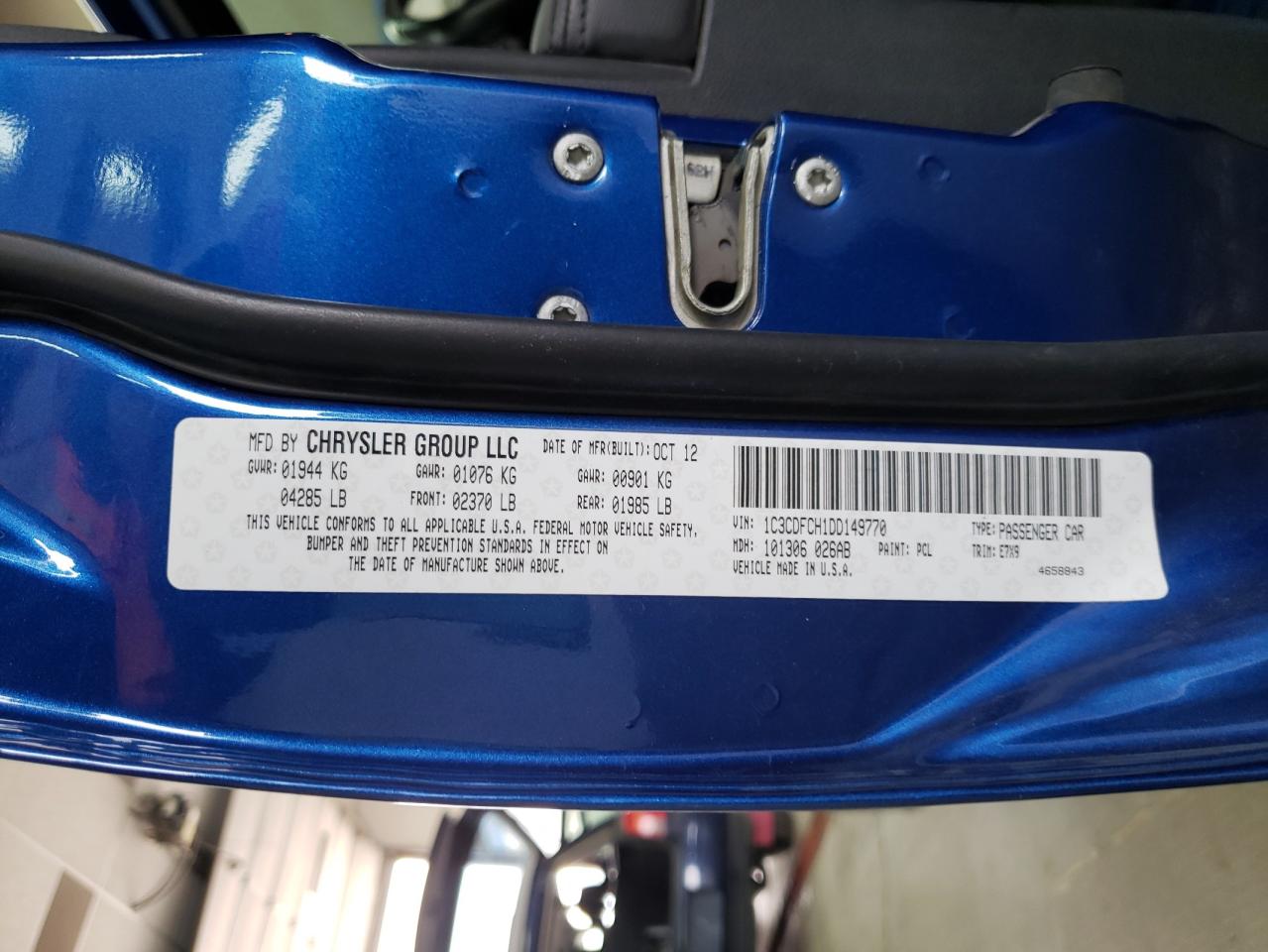 Photo 10 from auction – 2013 DODGE DART LIMIT with VIN 1C3CDFCH1DD149770