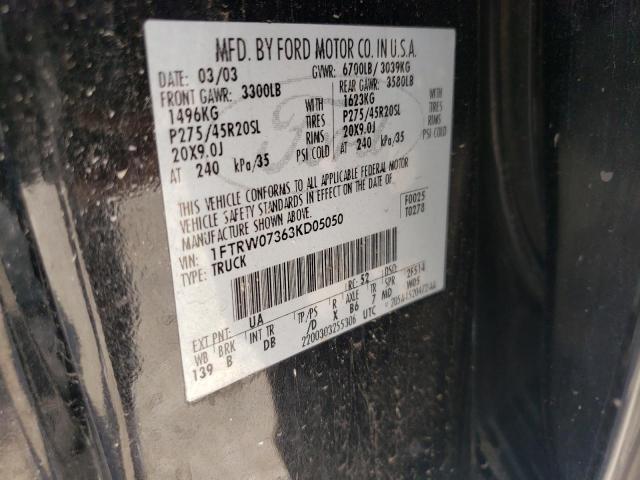 Photo 10 from auction – 2003 FORD F150 SUPER with VIN 1FTRW07363KD05050