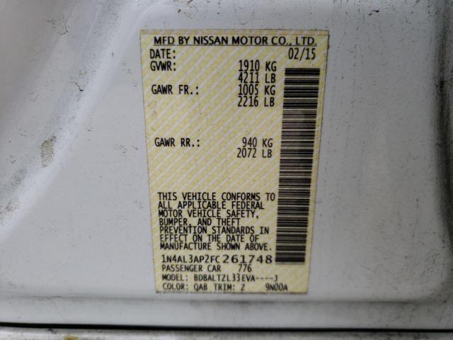 Photo 10 from auction – 2015 NISSAN ALTIMA 2.5 with VIN 1N4AL3AP2FC261748
