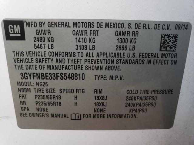 Photo 10 from auction – 2015 CADILLAC SRX LUXURY with VIN 3GYFNBE33FS548810