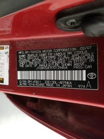 TOYOTA COROLLA CE 2007 with VIN JTDBR32E970129454 - Photo from auction