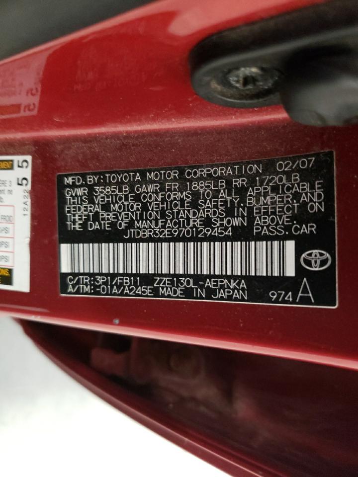 Photo 11 from auction – 2007 TOYOTA COROLLA CE with VIN JTDBR32E970129454