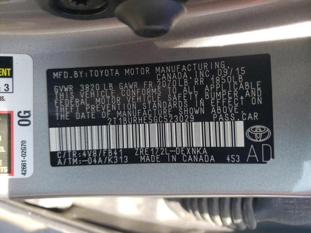 Photo 10 from auction – 2016 TOYOTA COROLLA L with VIN 2T1BURHE5GC523029