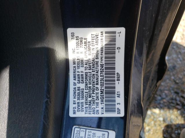 Photo 10 from auction – 2003 HONDA CIVIC EX with VIN 1HGEM21023L076246