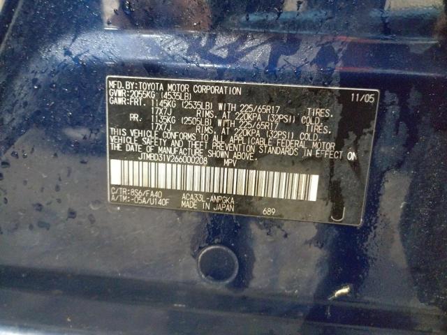 Photo 10 from auction – 2006 TOYOTA RAV4 LIMIT with VIN JTMBD31V266000208