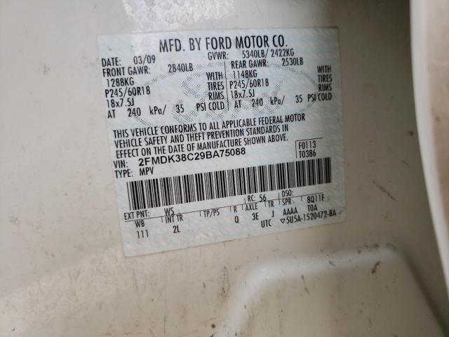 صورة رقم 10 من المزاد - 2009 FORD EDGE SEL مع VIN 2FMDK38C29BA75088