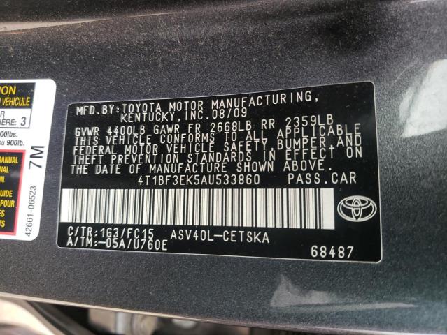 Photo 10 from auction – 2010 TOYOTA CAMRY BASE with VIN 4T1BF3EK5AU533860