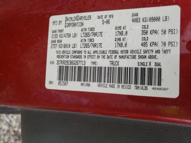 Photo 10 from auction – 2006 DODGE RAM 2500 with VIN 3D7KR29C86G267713
