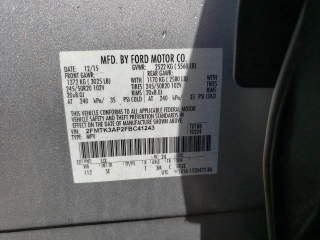 Photo 10 from auction – 2015 FORD EDGE SPORT with VIN 2FMTK3AP2FBC41243