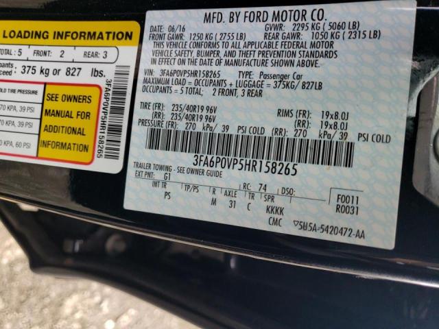 Photo 10 from auction – 2017 FORD FUSION SPO with VIN 3FA6P0VP5HR158265