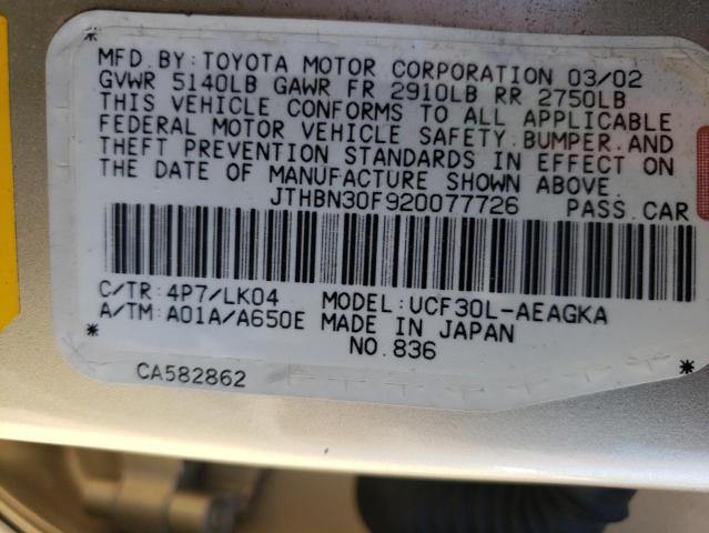 Photo 10 from auction – 2002 LEXUS LS 430 with VIN JTHBN30F920077726
