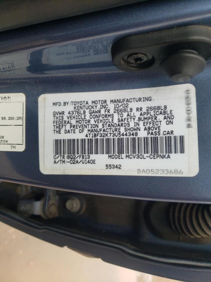 Photo 10 from auction – 2003 TOYOTA CAMRY LE with VIN 4T1BF32K73U544348