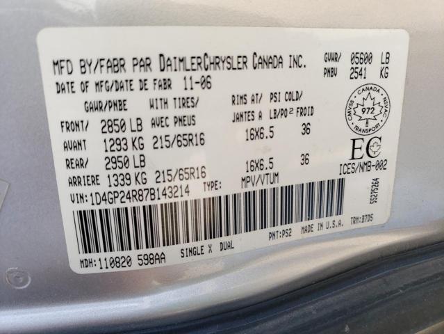 Photo 10 from auction – 2007 DODGE GRAND CARA with VIN 1D4GP24R87B143214