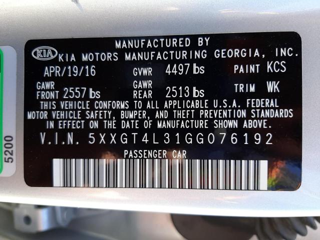 Photo 10 from auction – 2016 KIA OPTIMA LX with VIN 5XXGT4L31GG076192