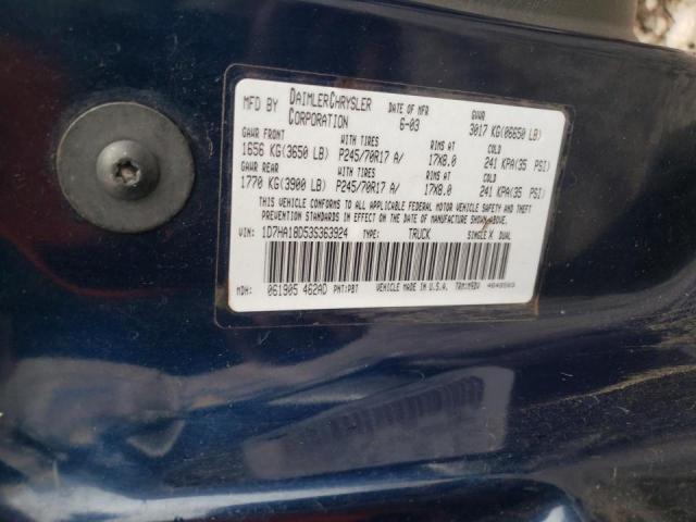 Photo 10 from auction – 2003 DODGE RAM 1500 S with VIN 1D7HA18D53S363924