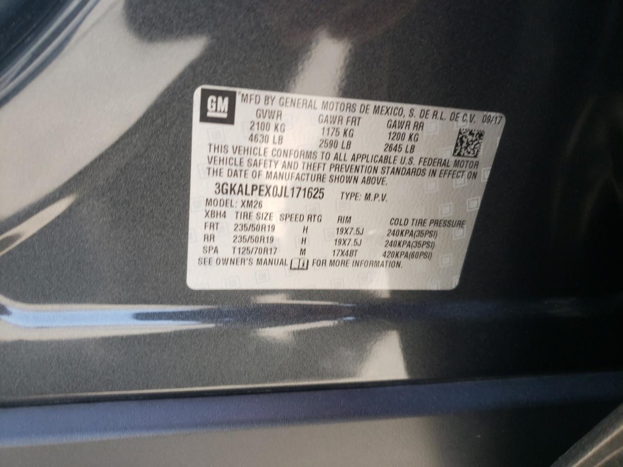 Photo 10 from auction – 2018 GMC TERRAIN SL with VIN 3GKALPEX0JL171625