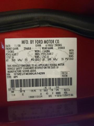 Photo 10 from auction – 2009 FORD EXPLORER E with VIN 1FMEU74E89UA14299