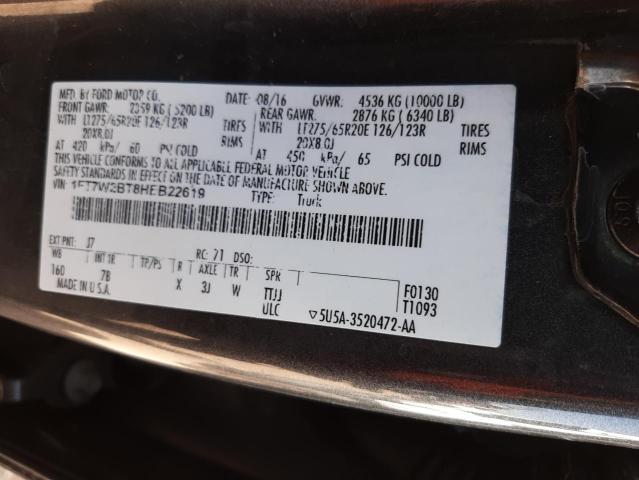 Photo 10 from auction – 2017 FORD F250 SUPER with VIN 1FT7W2BT8HEB22619