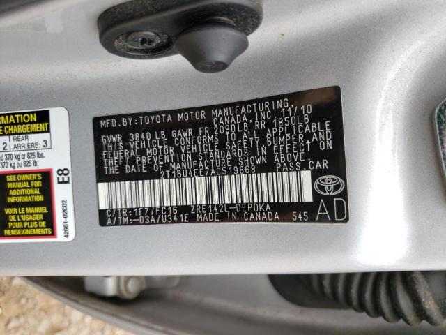 Photo 10 from auction – 2010 TOYOTA COROLLA BA with VIN 2T1BU4EE7AC519868