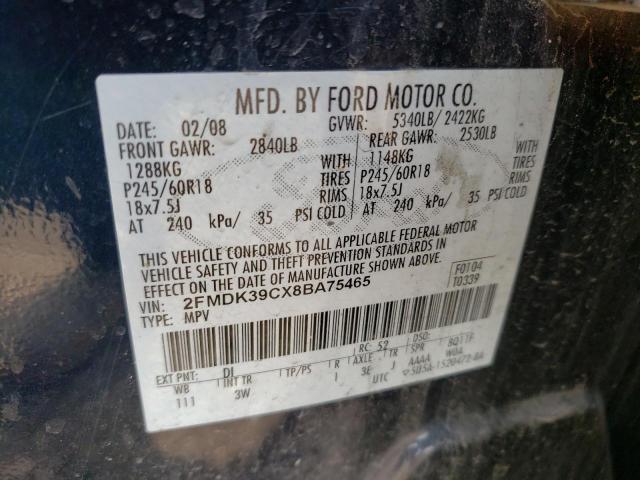 FORD EDGE LIMIT 2008 with VIN 2FMDK39CX8BA75465 - Photo from auction