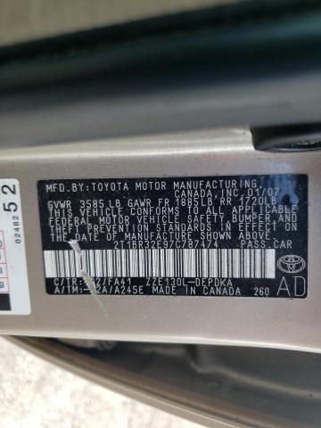 Photo 10 from auction – 2007 TOYOTA COROLLA CE with VIN 2T1BR32E97C787474