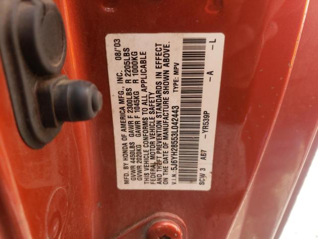 Photo 10 from auction – 2003 HONDA ELEMENT EX with VIN 5J6YH28553L042443