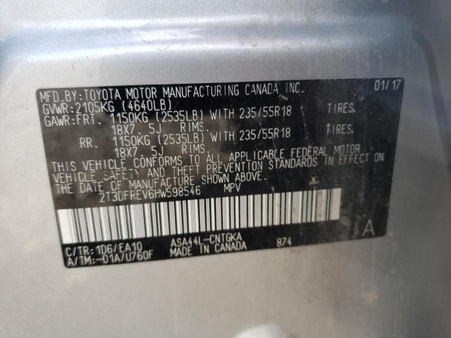 Photo 10 from auction – 2017 TOYOTA RAV4 LIMIT with VIN 2T3DFREV6HW598546
