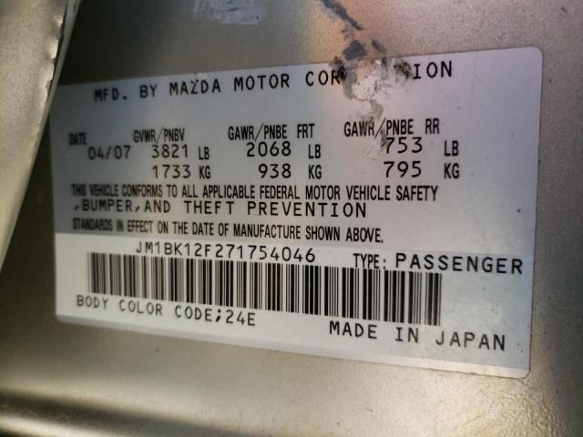Photo 10 from auction – 2007 MAZDA 3 I with VIN JM1BK12F271754046