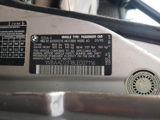 Photo 10 from auction – 1990 BMW 325 I AUTO with VIN WBAAD2318LED27116
