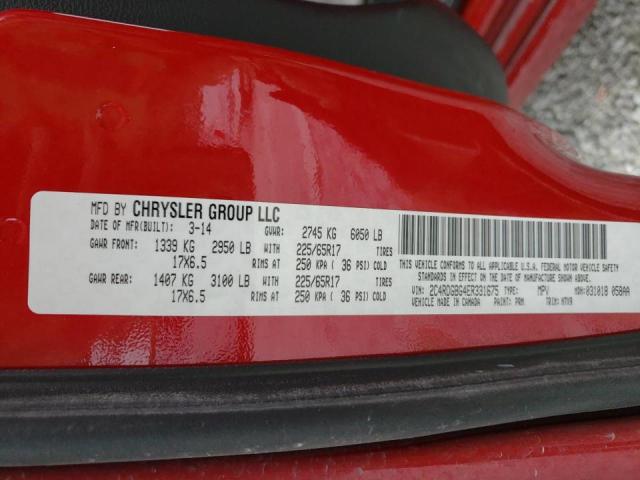 Photo 10 from auction – 2014 DODGE GRAND CARA with VIN 2C4RDGBG4ER331675