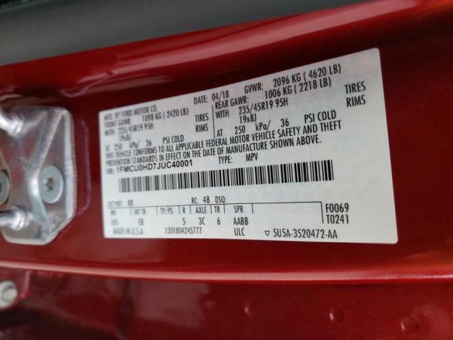 Photo 10 from auction – 2018 FORD ESCAPE SEL with VIN 1FMCU0HD7JUC40001