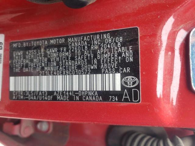 Photo 10 from auction – 2009 TOYOTA COROLLA MA with VIN 2T1LE40EX9C010572