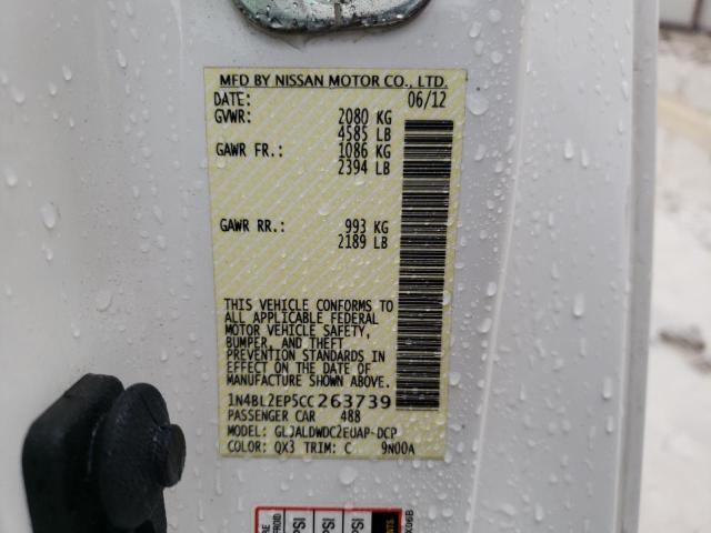 Photo 10 from auction – 2012 NISSAN ALTIMA SR with VIN 1N4BL2EP5CC263739