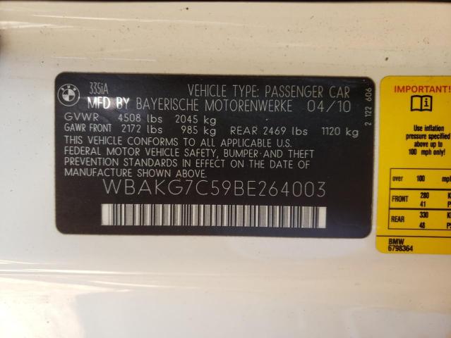 Photo 10 from auction – 2011 BMW 335 I with VIN WBAKG7C59BE264003