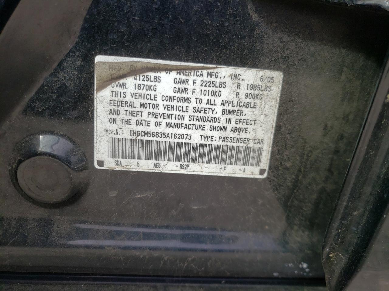 Photo 10 from auction – 2005 HONDA ACCORD with VIN 1HGCM56835A162073