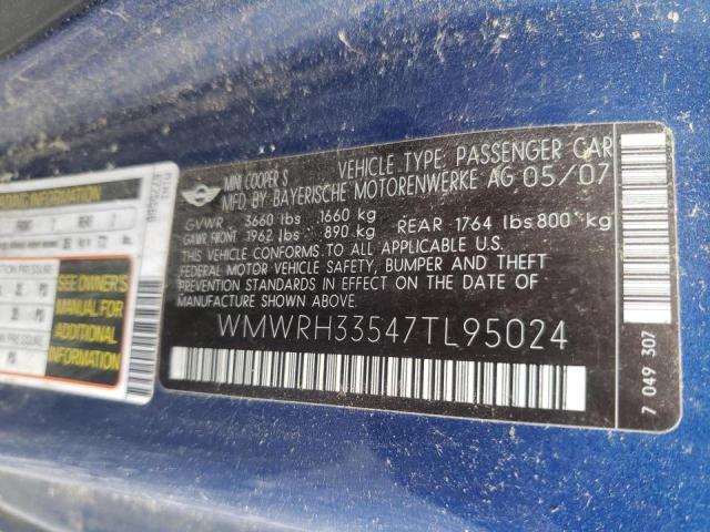 Photo 10 from auction – 2007 MINI COOPER S with VIN WMWRH33547TL95024