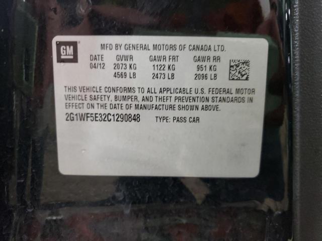 Photo 10 from auction – 2012 CHEVROLET IMPALA LS with VIN 2G1WF5E32C1290848
